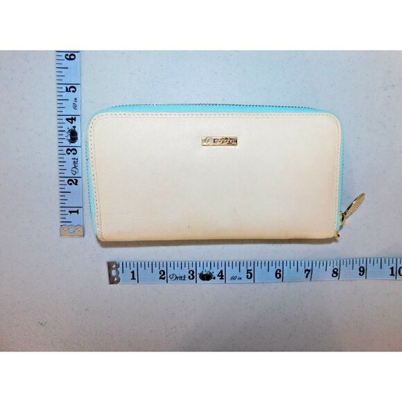 GORJANA BEIGE AND LIGHT BLUE LEATHER ZIP AROUND WALLET WITH CHECK BOOK SECTION - Picture 6 of 6